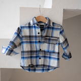 Mini chemise en flanelle à carreaux bleus